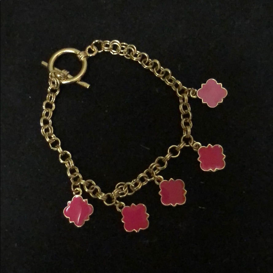 Gold And Pink Charm Bracelet